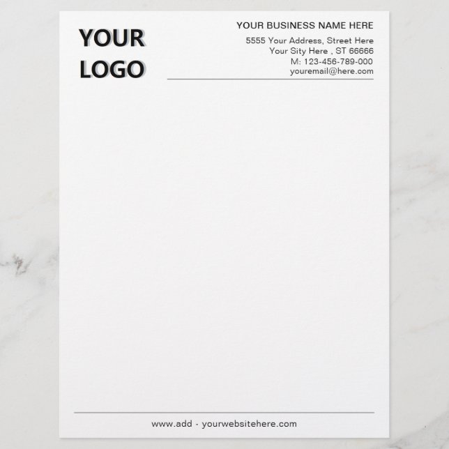 Custom Logo, Name, Address, Phone, E-mail, Website Letterhead (Front)
