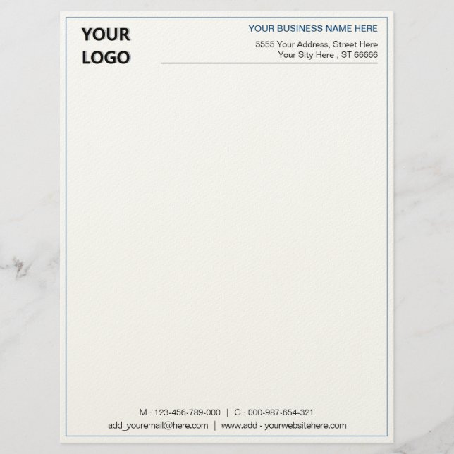Custom Logo Name Business Personalised Letterhead (Front)