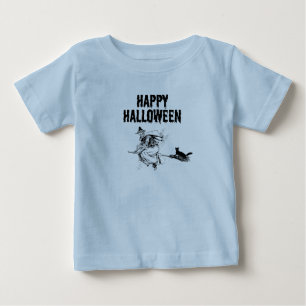 Custom Logo Name, Flying Witch and a Black Cat Baby T-Shirt