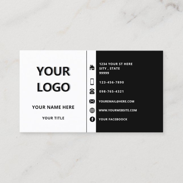 Custom Logo Name Info Business Card - Your Colours (Front)