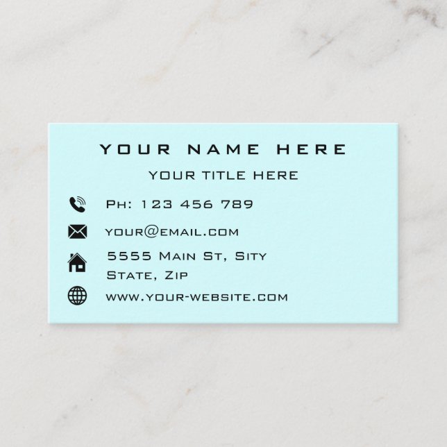 Custom Logo Name Info Choose Colours Business Card (Front)