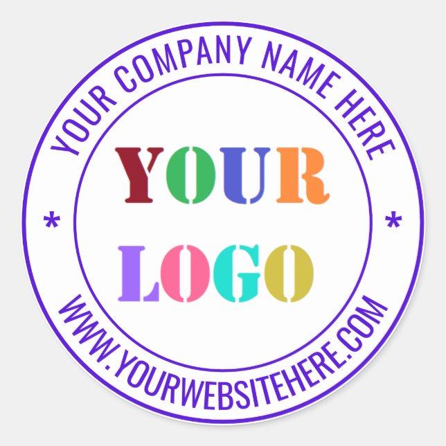 Custom Logo Name Info Round Stickers Template (Front)