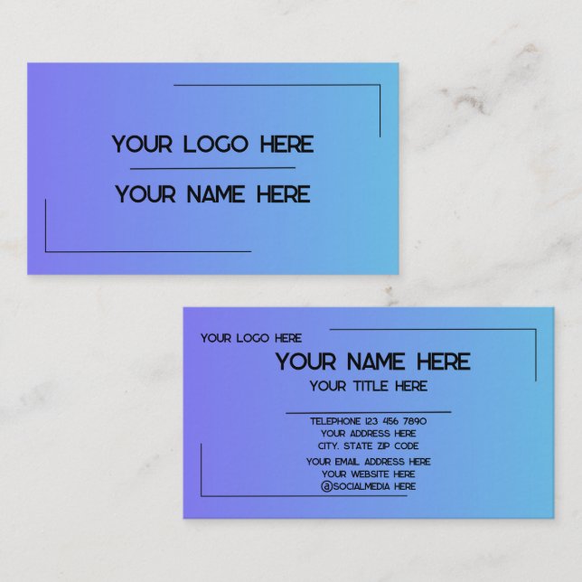Custom Logo Name Minimalist Modern Professional Business Card (Front/Back)