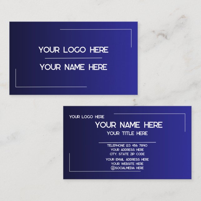 Custom Logo Name Minimalist Modern Professional Business Card (Front/Back)