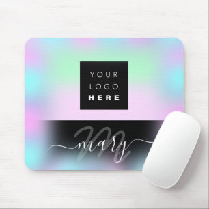 Custom Logo Name Monogram Holograph Pink BLUE Mouse Mat