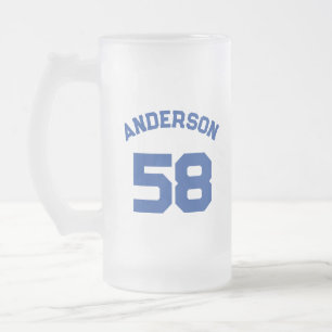 Custom Logo & Name Number Sports Jersey Style Team Frosted Glass Beer Mug