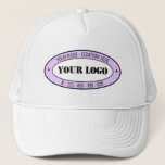 Custom Logo Name Phone Promotional Business Stamp Trucker Hat<br><div class="desc">Custom Name Business Logo Company Personalised Text Promotional Professional Customisable Stamp Gift - Add Your Logo - Image - Photo / Name - Company / Website or Phone or E-mail - Comtact Info or Address - Resize and move or remove and add elements - image / text with customisation tool....</div>