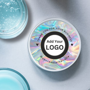 Custom Logo Name Social Holograph Thank You  Classic Round Sticker