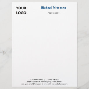 Custom Logo Name Text Info Personalised Letterhead