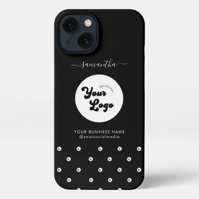 Custom Logo Name Text Modern Business Company iPhone Case (Back)