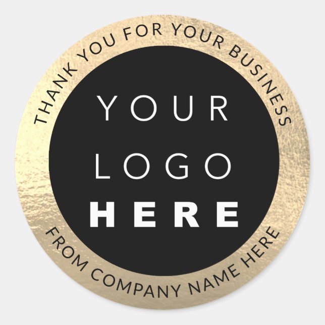 Custom Logo Name Web Golden Foil  Thank You Classic Round Sticker (Front)