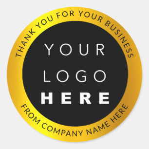Custom Logo Name Web Modern Gold Thank You Classic Round Sticker