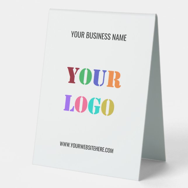 Custom Logo Name Website Business Table Tent Sign (Front)