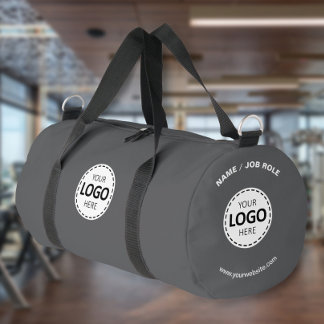 Custom Logo/ Name/ Website Grey Gym Duffle Bag