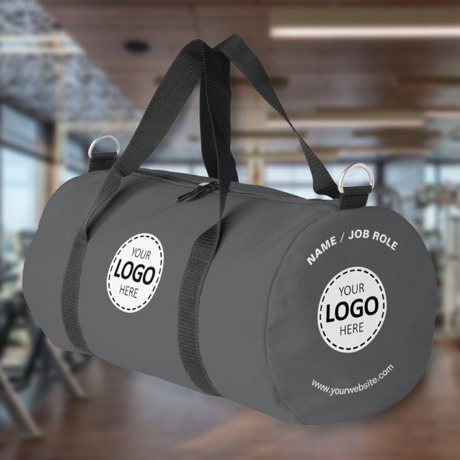 Custom Logo/ Name/ Website Grey Gym Duffle Bag (Creator Uploaded)