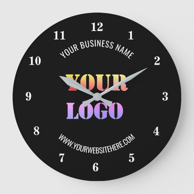 Custom Logo Name Website Promotional Personalised  Large Clock (Front)