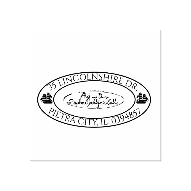 Custom Logo Nautical Oval Return Address Rubber Stamp (Imprint)