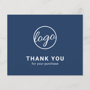 Custom Logo Navy Blue Budget Thank You Card