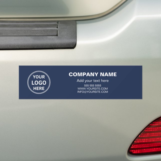 Custom Logo Navy Blue Professional Business Bumper Sticker (On Car)
