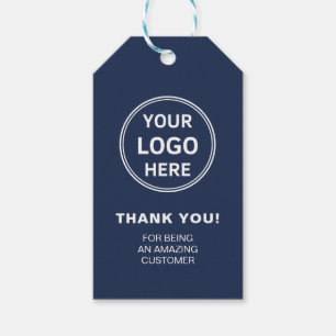 Custom Logo Navy Blue Thank You Business Gift Tags
