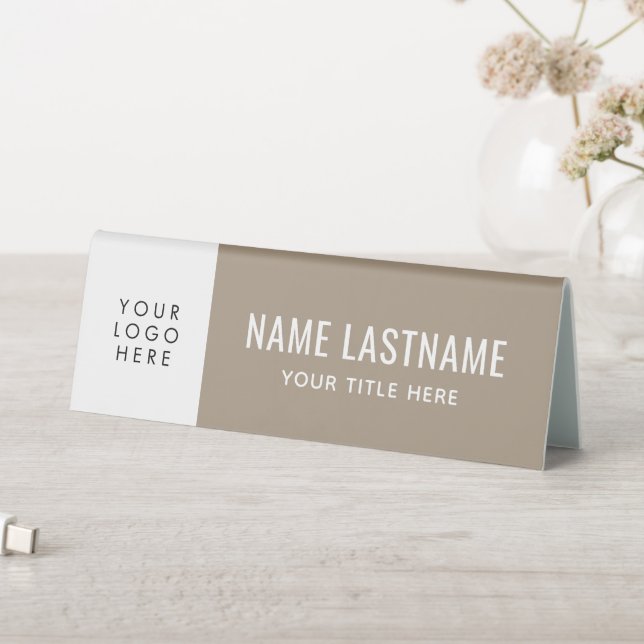 Custom Logo Neutral Beige Simple Minimalist Name (In SItu (Table))
