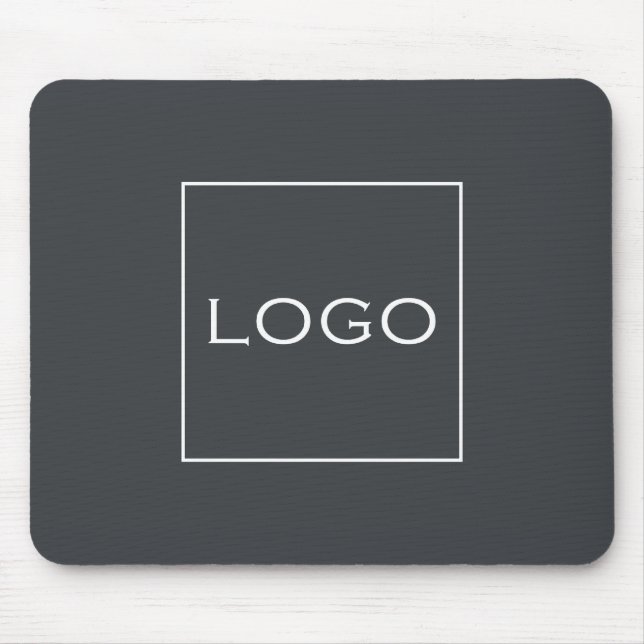 Custom Logo Neutral Charcoal Grey Computer Desk Mouse Mat (Front)