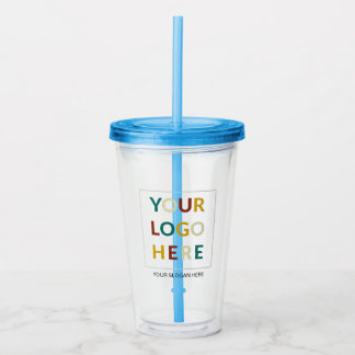 Custom Logo No Minimum With Straw Acrylic Tumbler