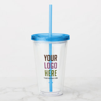 Custom Logo No Minimum With Straw  Acrylic Tumbler