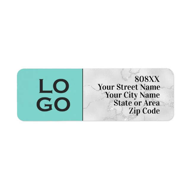 Custom Logo on Aqua and White Marble (Front)