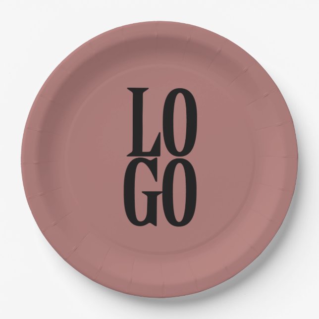Custom Logo on Dusty Canyon Rose Paper Plate (Front)