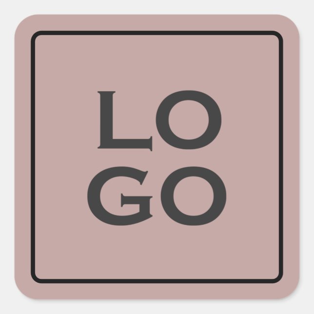 Custom Logo on Dusty Pink with Frame Square Sticker (Front)