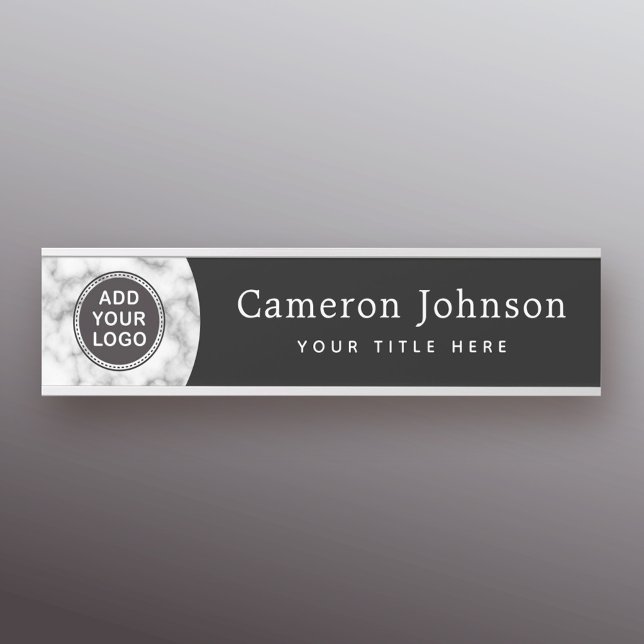 Custom logo on marble look background modern black door sign (Creator Uploaded)