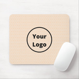 Custom logo on tiny white dots on blush mouse mat