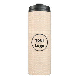 Custom logo on tiny white dots on blush thermal tumbler