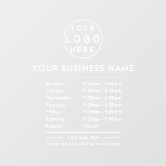 Custom Logo Opening Hours Contacts Business Window Cling
