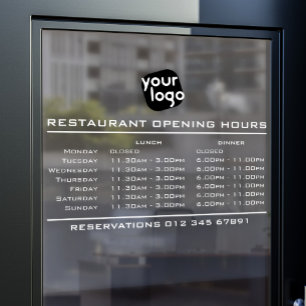  Custom Logo Opening Lunch Dinner Hours Restaurant Window Cling