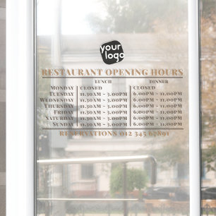  Custom Logo Opening Lunch Dinner Hours Restaurant Window Cling