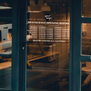  Custom Logo Opening Lunch Dinner Hours Restaurant Window Cling