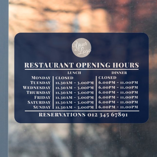  Custom Logo Opening Lunch Dinner Hours Restaurant Window Cling (Creator Uploaded)