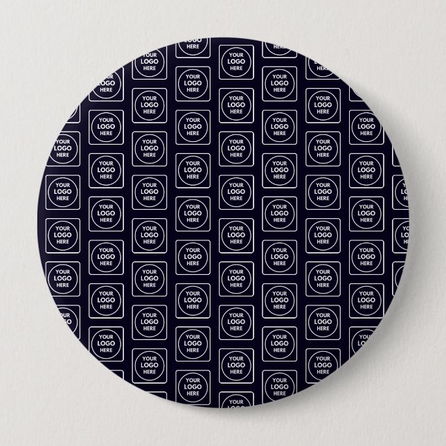 Custom Logo or Image Repeating Navy Blue Design 10 Cm Round Badge (Front)