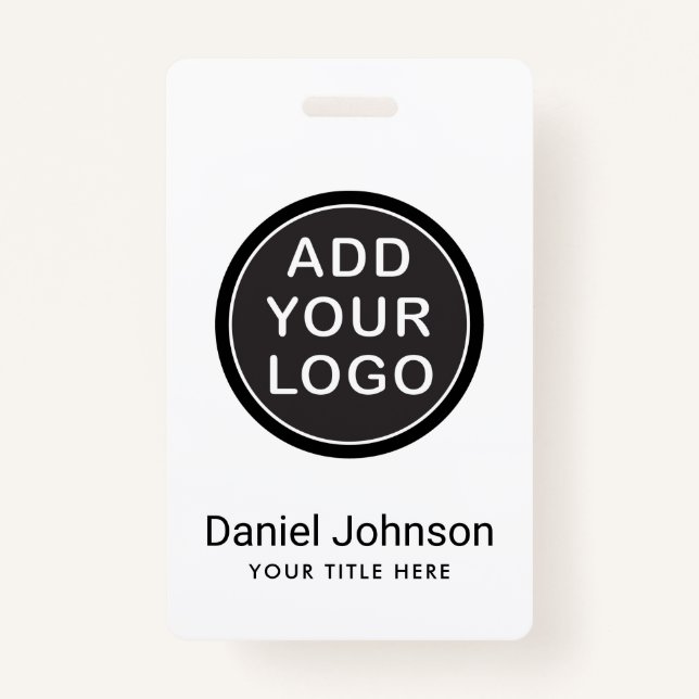 Custom logo or photo employee name title id ID badge (Front)