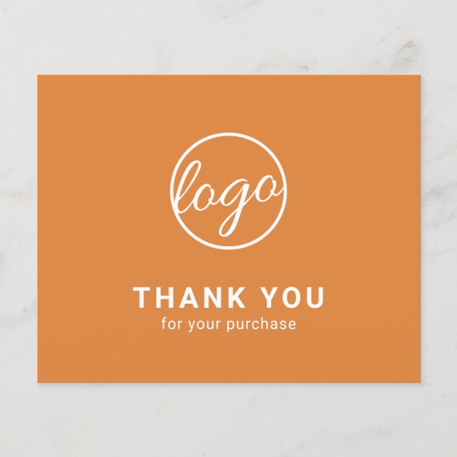 Custom Logo Orange Budget Thank You Card (Front)