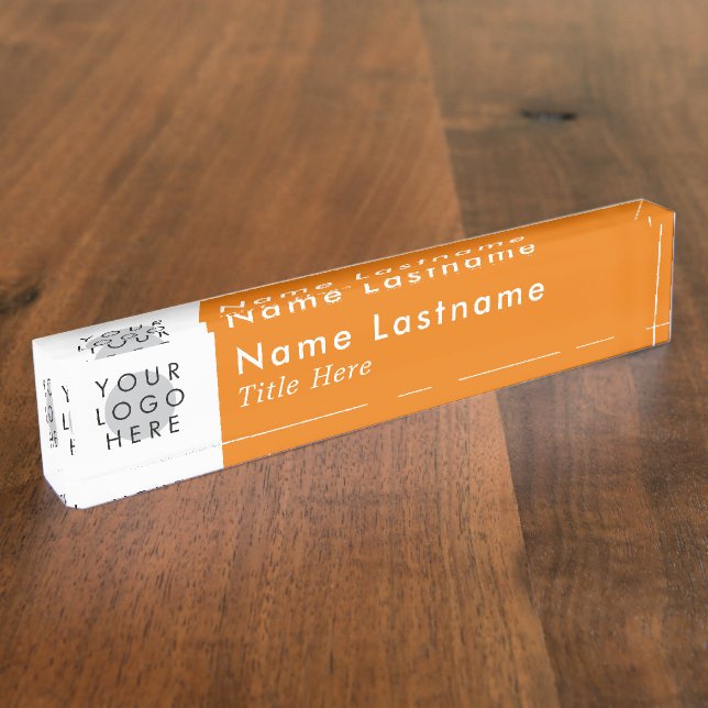 Custom Logo Orange Modern Simple Trendy Minimalist Nameplate (Side)