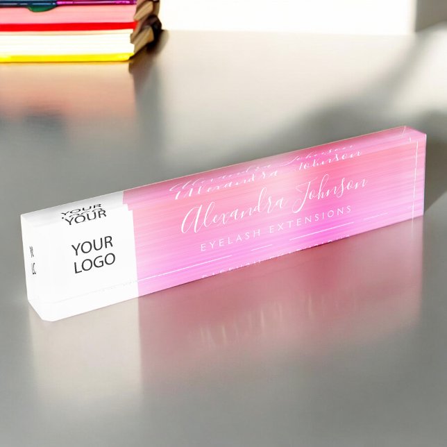 Custom Logo Pastel Pink Lashes Eyelash Extensions Nameplate (Creator Uploaded)
