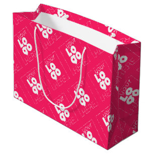 Custom Logo Pattern Hot Pink XL Paper Shopping Bag