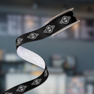Custom Logo Pattern Promotional 1.5" Black Satin Ribbon