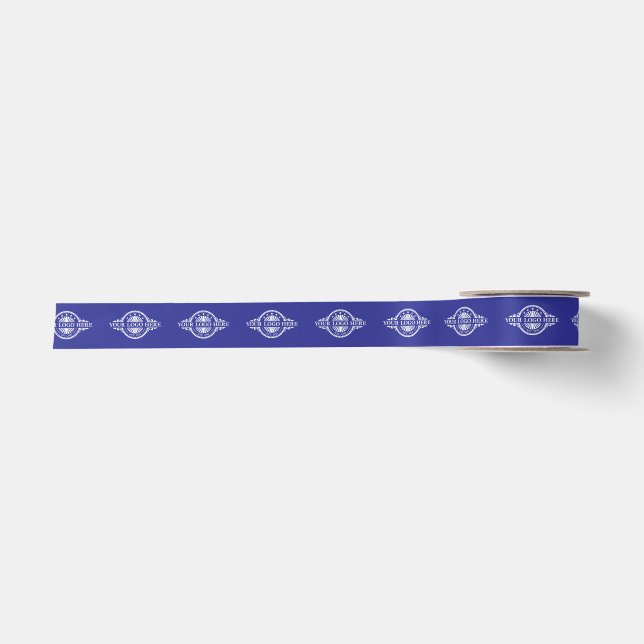 Custom Logo Pattern Promotional 1.5" Blue Satin Ribbon (Front)