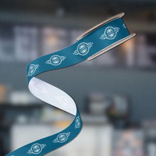 Custom Logo Pattern Promotional 1.5" Teal Satin Ribbon