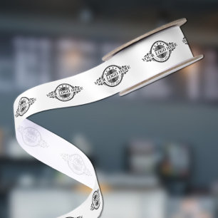 Custom Logo Pattern Promotional 1.5" White Satin Ribbon
