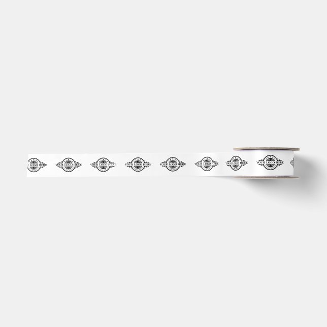 Custom Logo Pattern Promotional 1.5" White Satin Ribbon (Front)